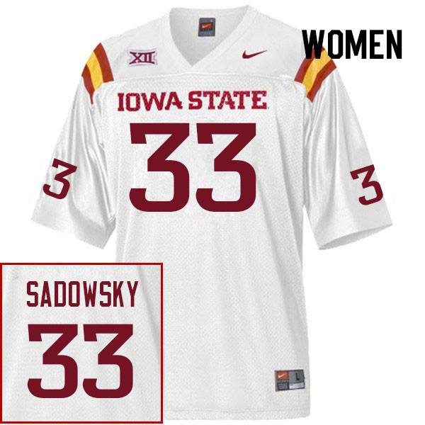 Women #33 Iowa State Cyclones College Football Jerseys Stitched Sale-White - Click Image to Close